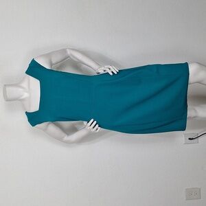 Goldray NWT Classic Teal Green Coquette Square Neck Ponte Sheath Dress Size M